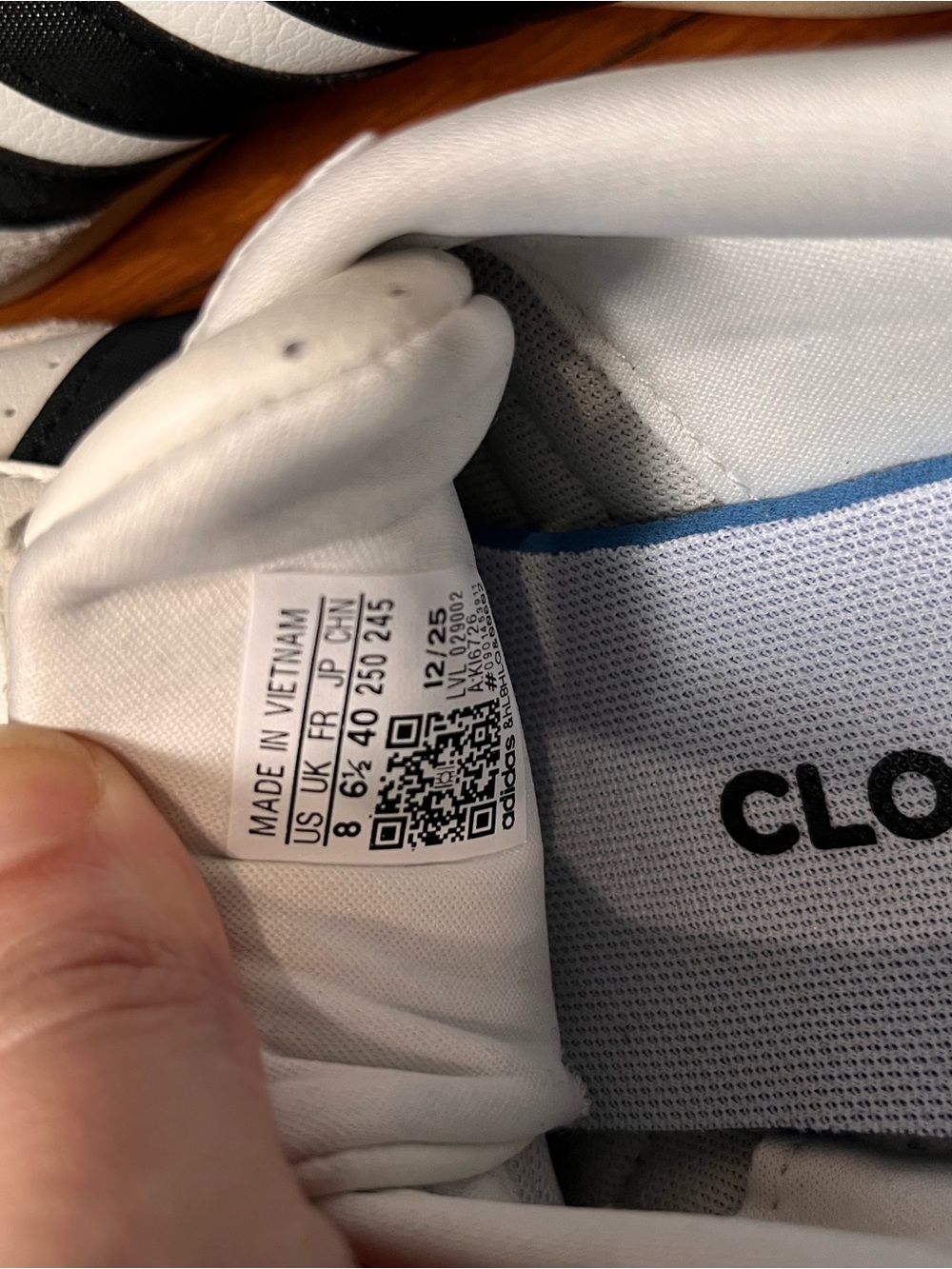 adidas White Sneakers with Black Stripes and Blue Trim - Picture 5 of 6